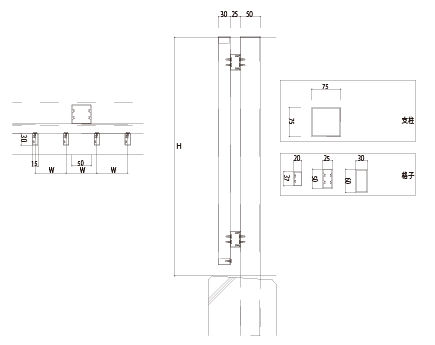 外構　縦格子フェンス　図面