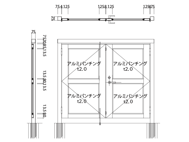 門扉　パンチングパネル型　図面